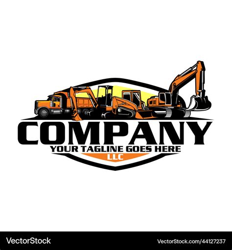 Skid steer logo excavator vector image 